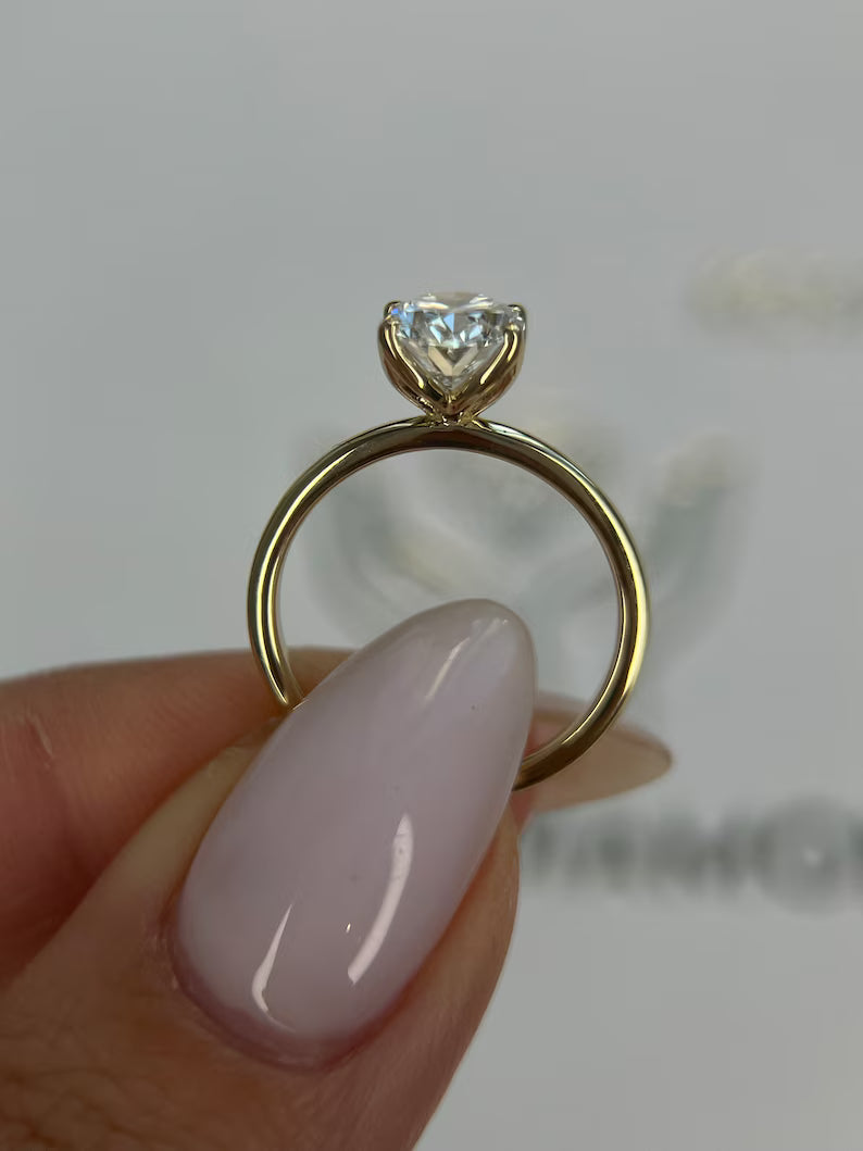 Tulip Design 1.5 Carat D color VVS1 Clarity Oval Excellent Cut Lab Grown Diamond Solitaire Engagement Ring 14k Yellow Gold