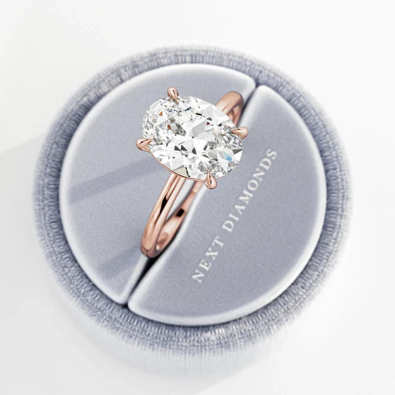 3 Carat Oval Cut E VVS2 Engagement Ring / Oval Lab Grown Diamond Ring / 14K or 18K Yellow Gold Ring / Thin Ring / Minimal Ring / Dainty Ring