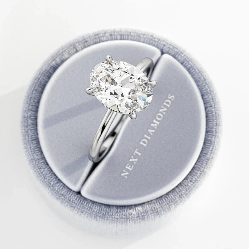 3 Carat Oval Cut E VVS2 Engagement Ring / Oval Lab Grown Diamond Ring / 14K or 18K Yellow Gold Ring / Thin Ring / Minimal Ring / Dainty Ring