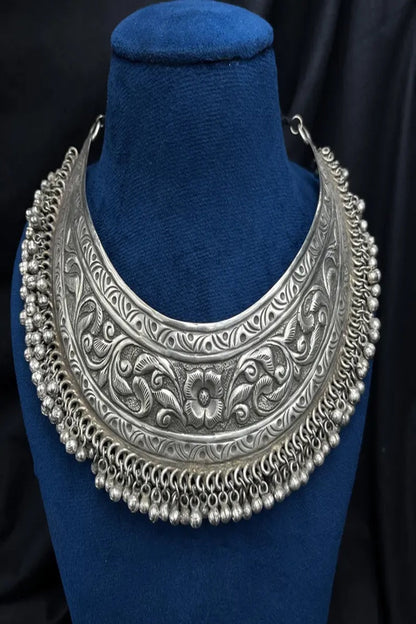 Vastrabhushan Handmade Oxidized Silver Tone Ghungroo Choker|Boho Tribal Necklace