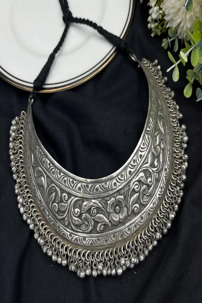 Vastrabhushan Handmade Oxidized Silver Tone Ghungroo Choker|Boho Tribal Necklace