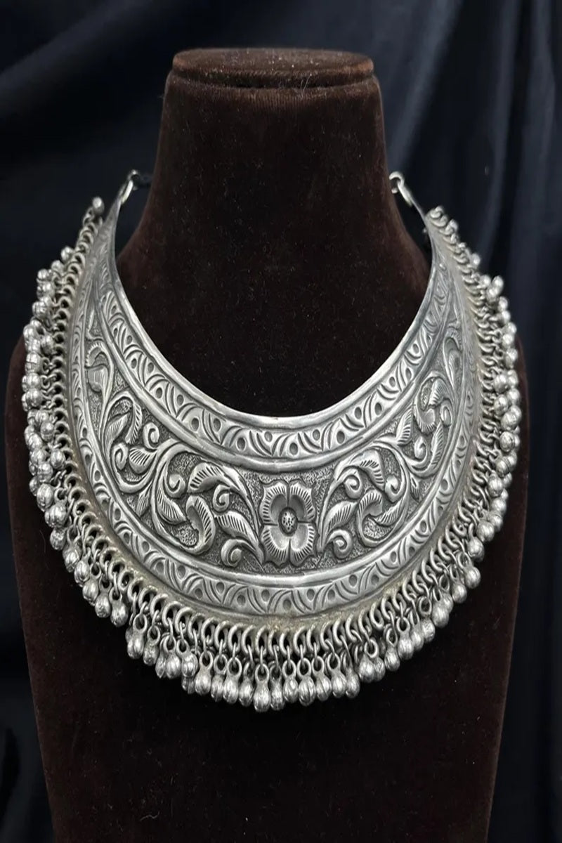 Vastrabhushan Handmade Oxidized Silver Tone Ghungroo Choker|Boho Tribal Necklace