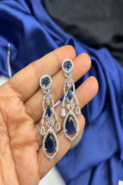 Vastrabhushan Royal Blue Sapphire Bridal Jewelry Set: CZ Crystal Choker
