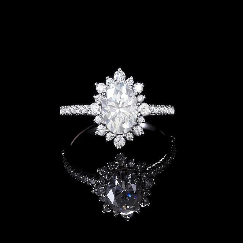 2.0ctw Gold Statement Ring, Moissanite Diamond Ring Engagement Ring Promise Ring Gold Wedding Ring Women Ring, Handmade Jewelry Gift for Her