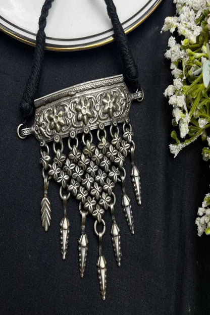 Vastrabhushan Oxidised Silver Tribal Choker Necklace | Vintage Ethnic Statement Hasli Torque Necklace