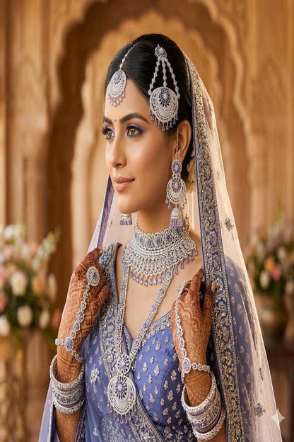 Vastrabhushan Royal Lavender Tanzanite Passa Jhumar