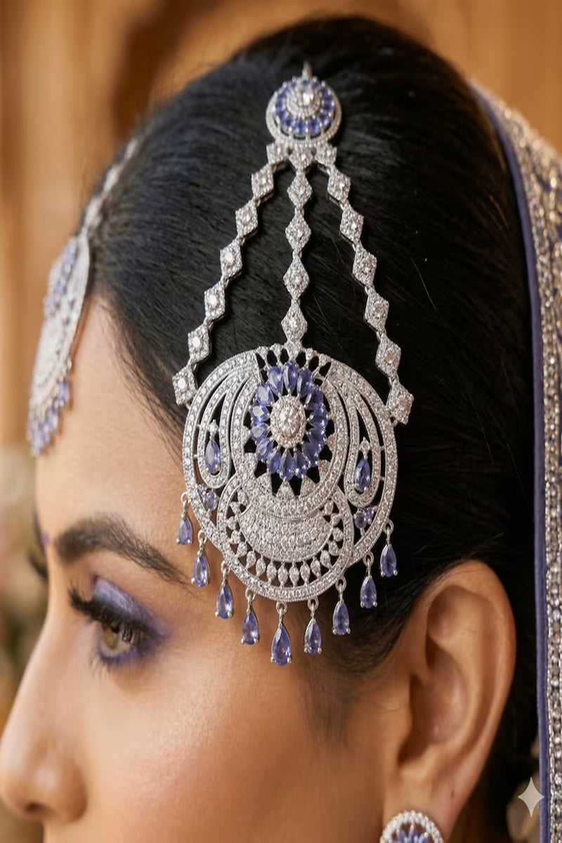 Vastrabhushan Royal Lavender Tanzanite Passa Jhumar
