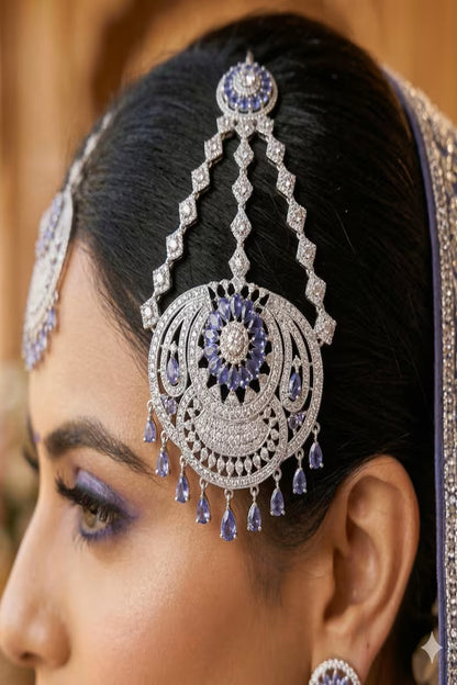 Vastrabhushan Royal Lavender Tanzanite Passa Jhumar