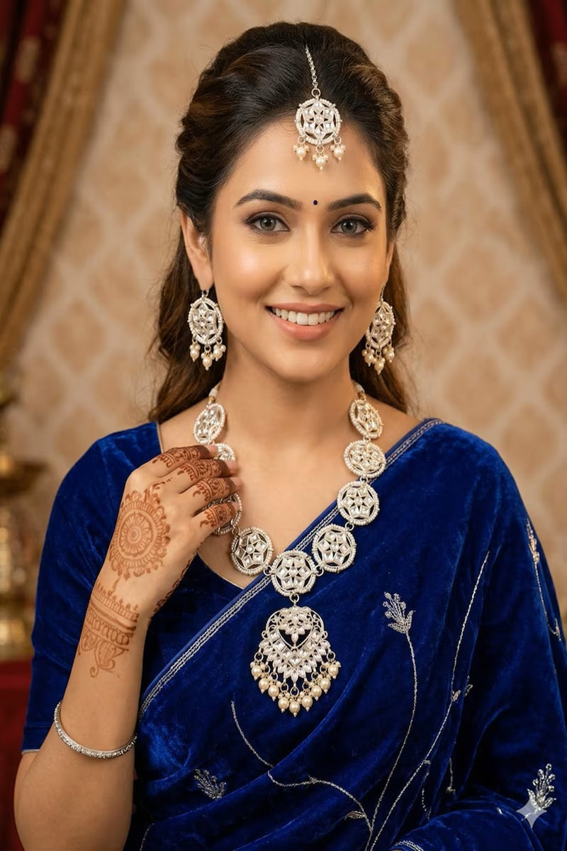 Vastrabhushan Kundan Choker Set: Indian Bridal Jewelry with Pearls