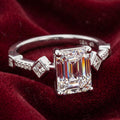 Vintage Emerald Cut Moissanite Engagement Ring, 2.68 Ct Art Deco Promise Ring, 14K White Gold Plated Bridal Ring, Anniversary Gift for Her