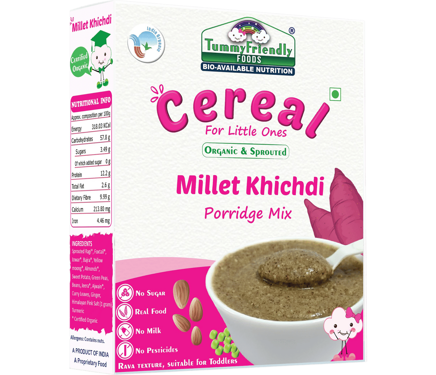 TummyFriendly Foods Organic Millet Khichdi Mix With Vegetables for Toddler Cereal