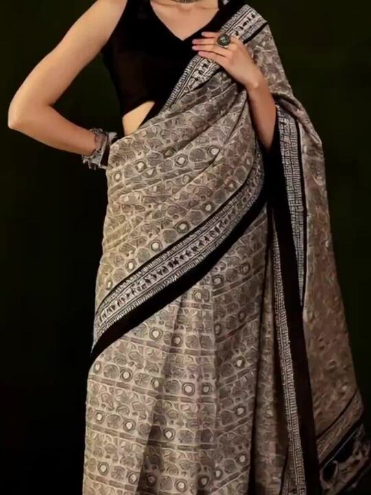 Sangria Dadu Printed Saree With Blouse Piece