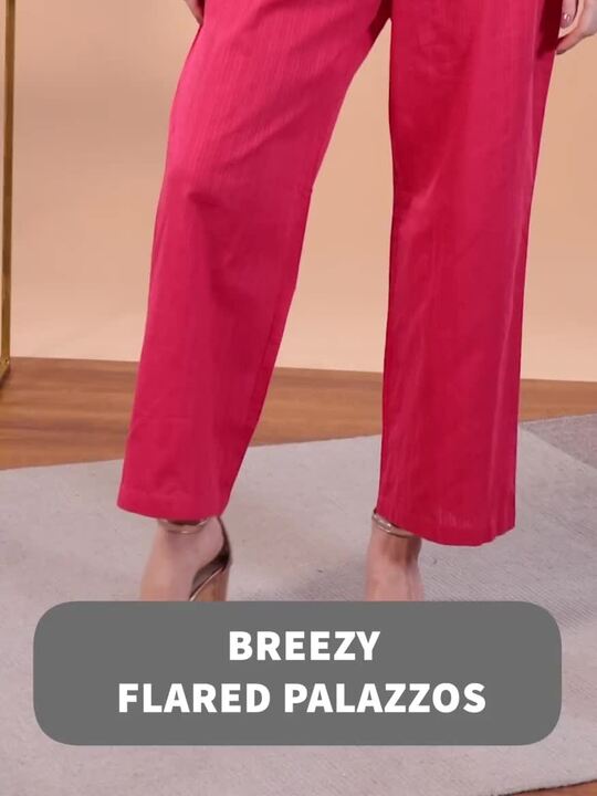 Anayna Women Pink Self-Striped Kurta with Trousers & Dupatta