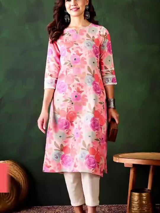Sangria Floral Printed Pure Cotton Kurta