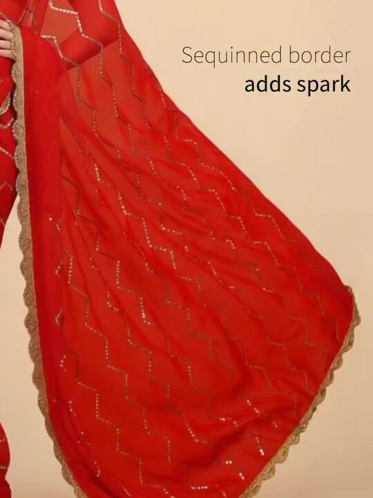 Sangria Stripped Embellished Sequinned Saree With Embroidered Blouse