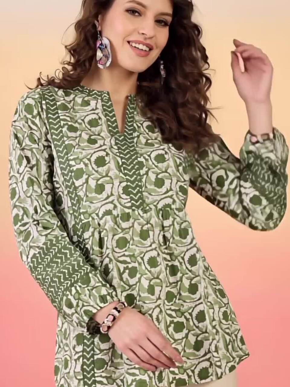 Sangria Women Abstract Printed Cotton A-Line Regular Top