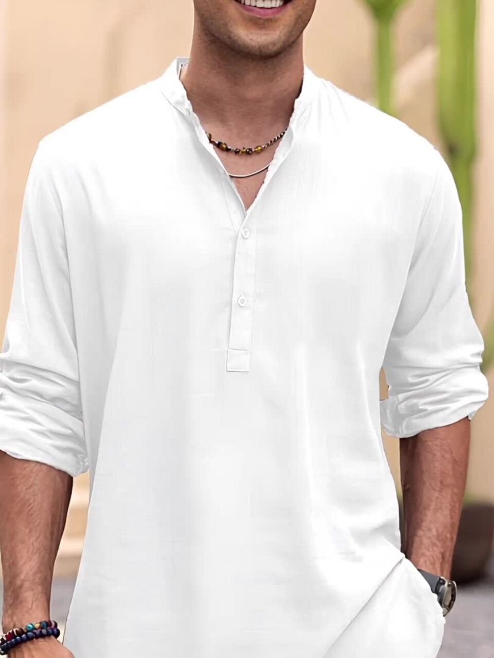 Anouk Men Solid Long Kurta Colour White