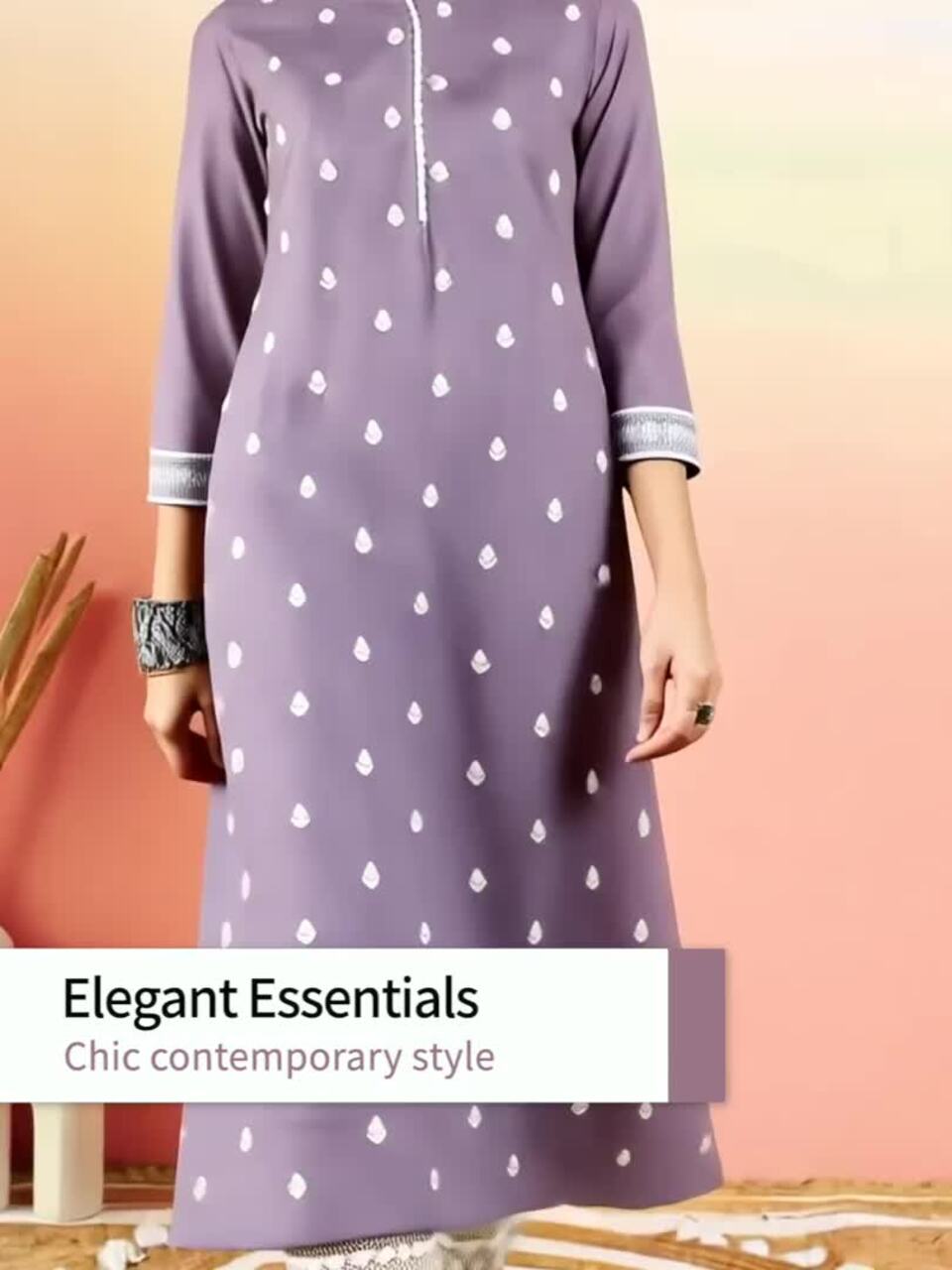 Sangria Ethnic Motifs Printed Round Neck Straight Kurta