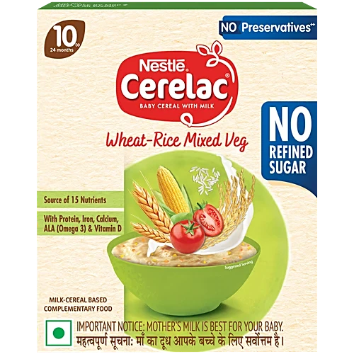 Nestle Cerelac Baby Cereal with Milk - Wheat-Rice Mixed Veg, From 10 to 24 Months