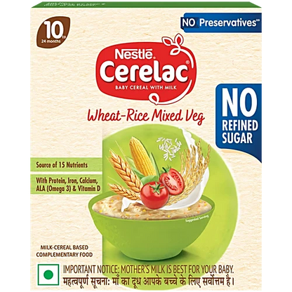 Nestle Cerelac Baby Cereal with Milk - Wheat-Rice Mixed Veg, From 10 to 24 Months