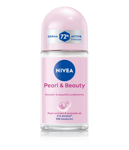 Nivea Pearl and Beauty Deo Roll On With Pearl Extracts & Avocado Oil 48 H Smooth & Beautiful Underarms 0% Alcohol