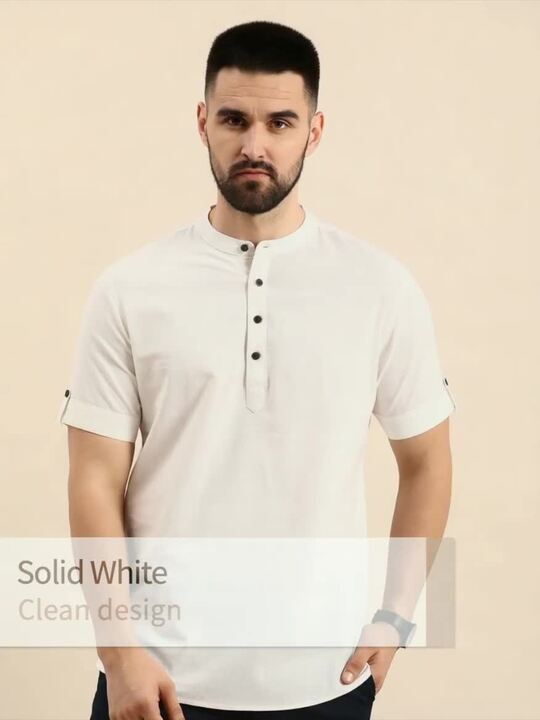 Anouk Men Solid Mandarin Collar Short Kurta
