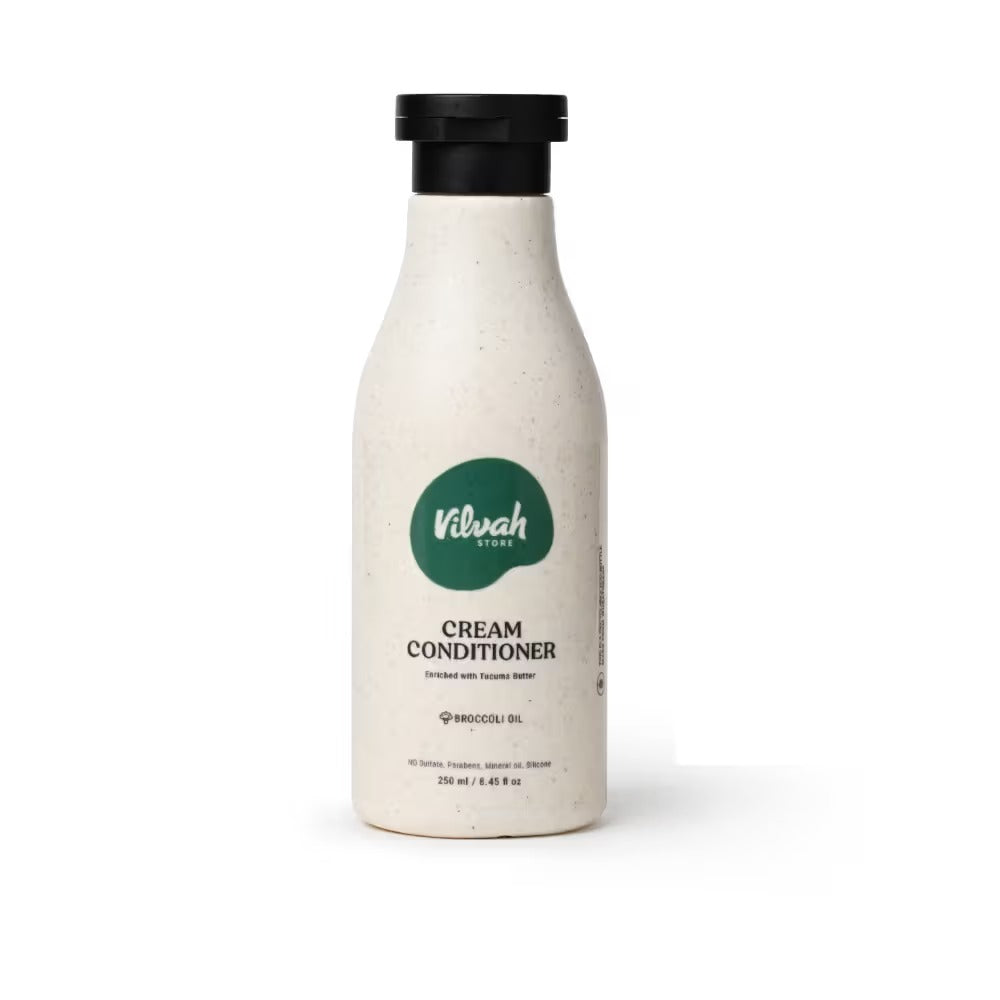 Vilvah Cream Conditioner Reduces Frizz, Softens Hair With Tucuma & Broccoli Oil - 250 ml