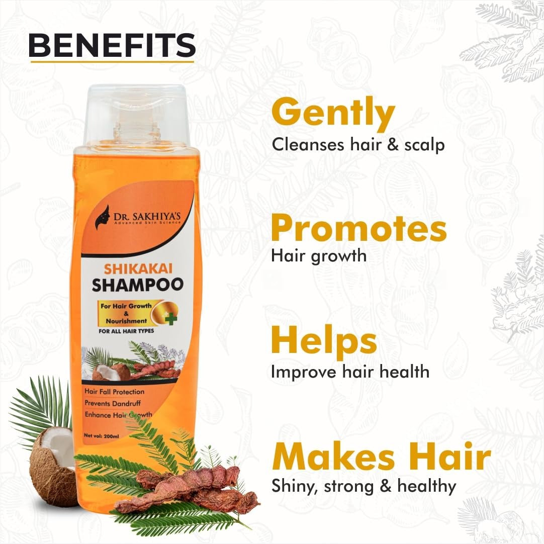 Dr. Sakhiya’s Shikakai Shampoo For Hair Growth & Nourishment - 200 ml