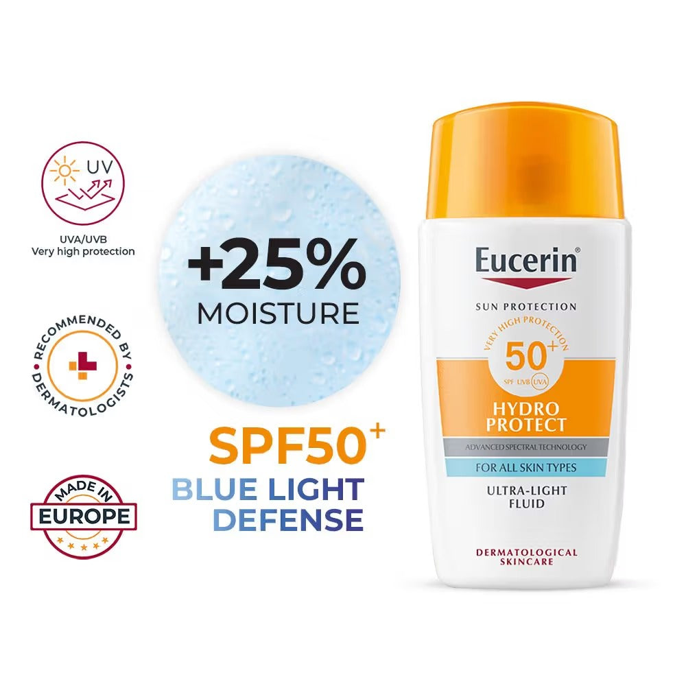 Eucerin Hydro Protect Ultra Light Sunscreen Fluid SPF50+ With Hyaluronic Acid - 50 ml