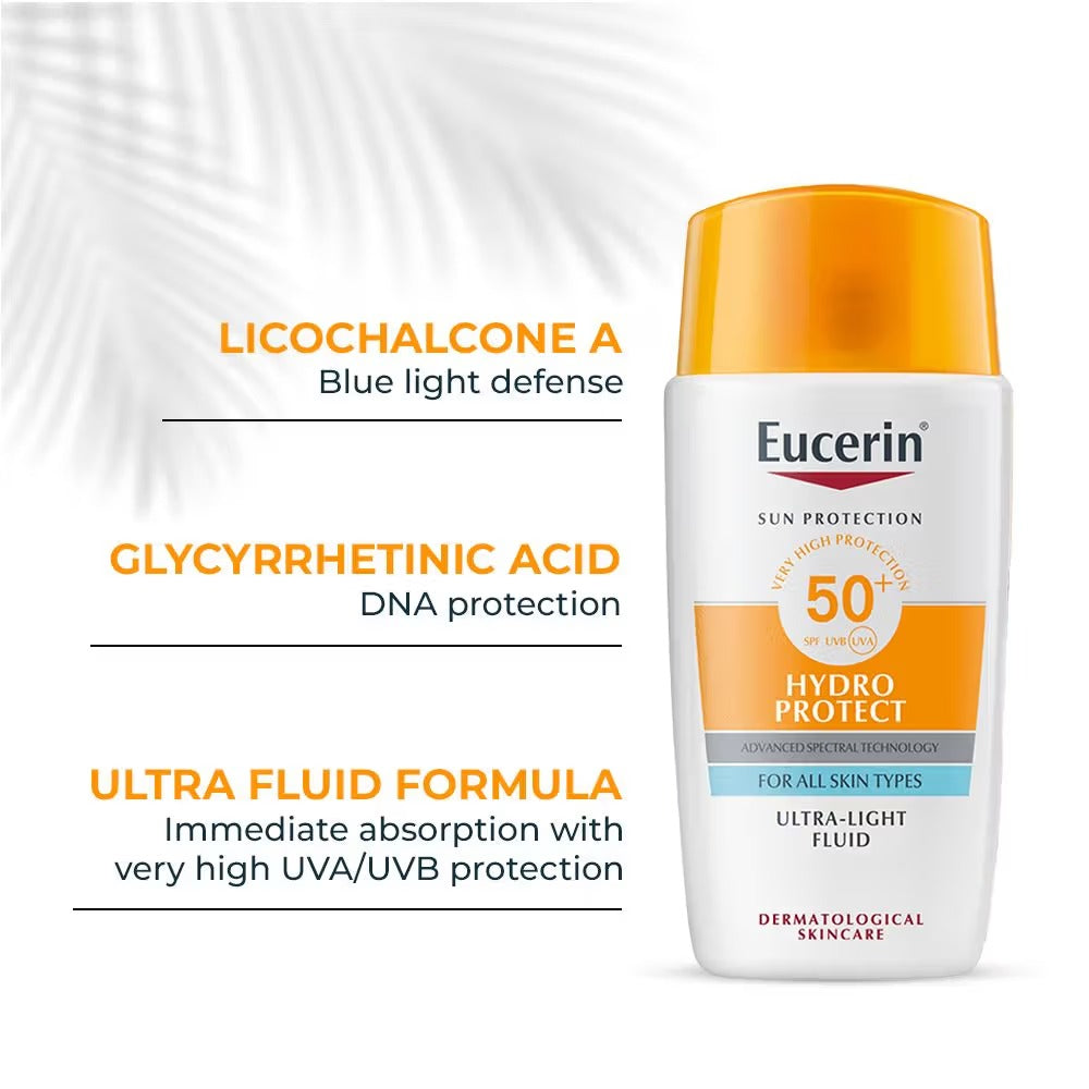 Eucerin Hydro Protect Ultra Light Sunscreen Fluid SPF50+ With Hyaluronic Acid - 50 ml
