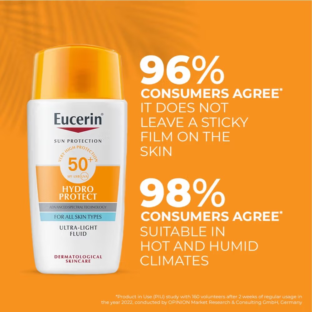 Eucerin Hydro Protect Ultra Light Sunscreen Fluid SPF50+ With Hyaluronic Acid - 50 ml