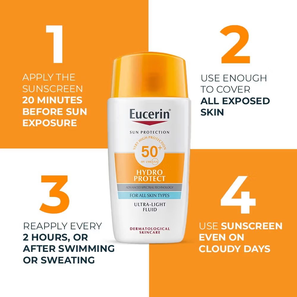 Eucerin Hydro Protect Ultra Light Sunscreen Fluid SPF50+ With Hyaluronic Acid - 50 ml