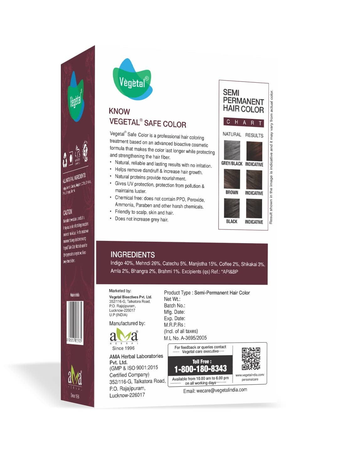 Vegetal Safe Hair Color Burgundy - 50 Gms