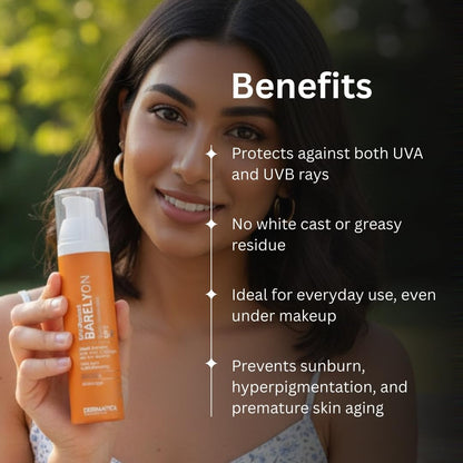 Dermatica Ray Protect Barelyon Fluid Sunscreen SPF 50 PA+++ Broad Spectrum Sun Rays Protection - 50 ml