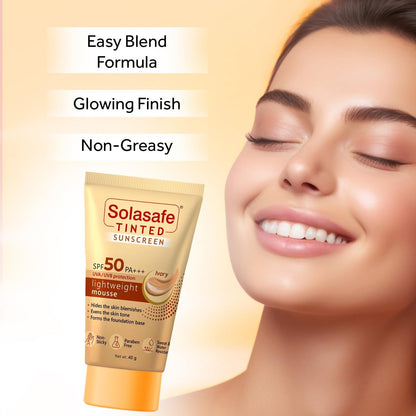 Regaliz Solasafe Tinted Ivory Sunscreen SPF 50 PA+++ UVA & UVB Protection - 40 Gms