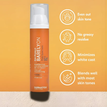 Dermatica Ray Protect Barelyon Fluid Sunscreen SPF 50 PA+++ Broad Spectrum Sun Rays Protection - 50 ml