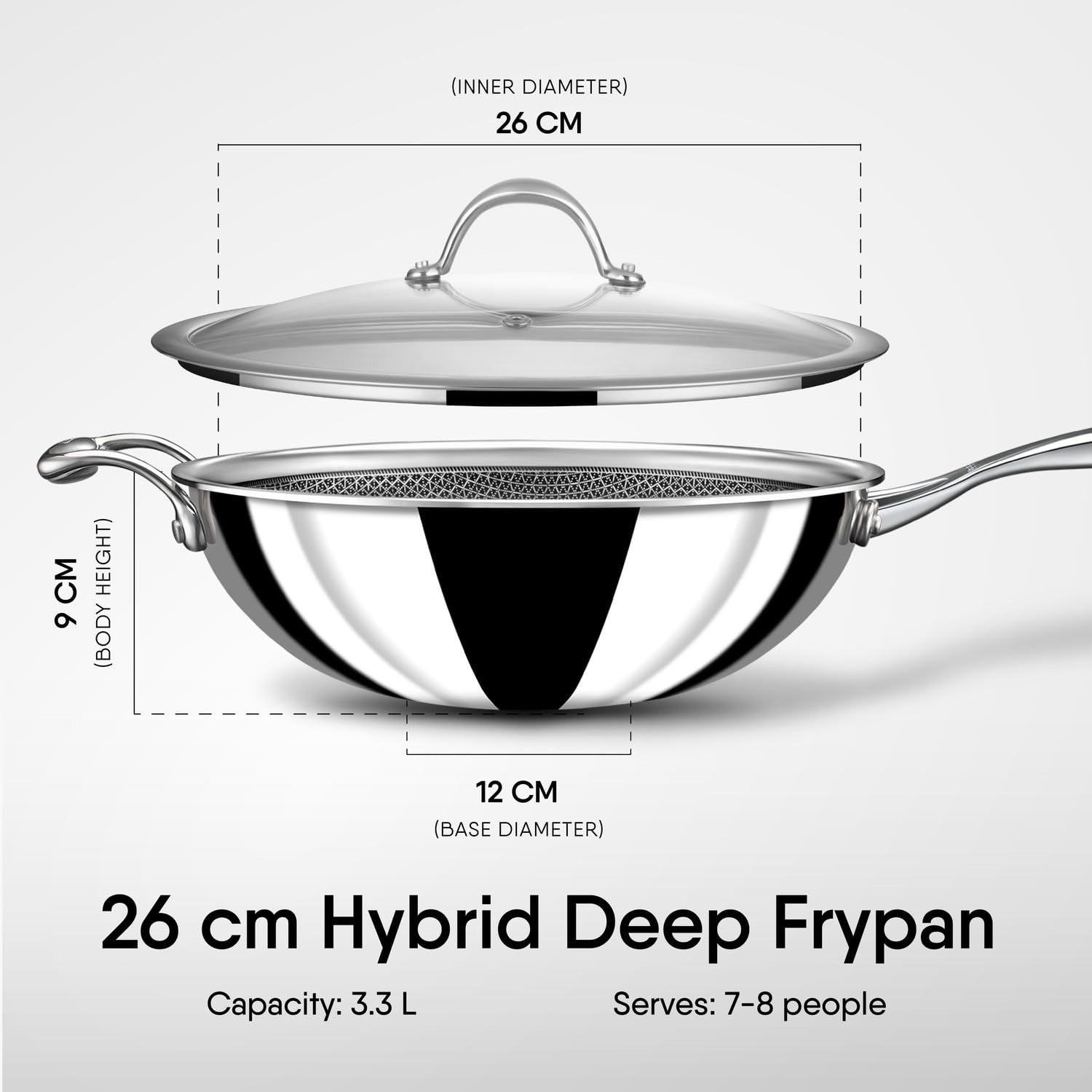 Stahl Deep Fry Pan Triply Artisan Hybrid Series