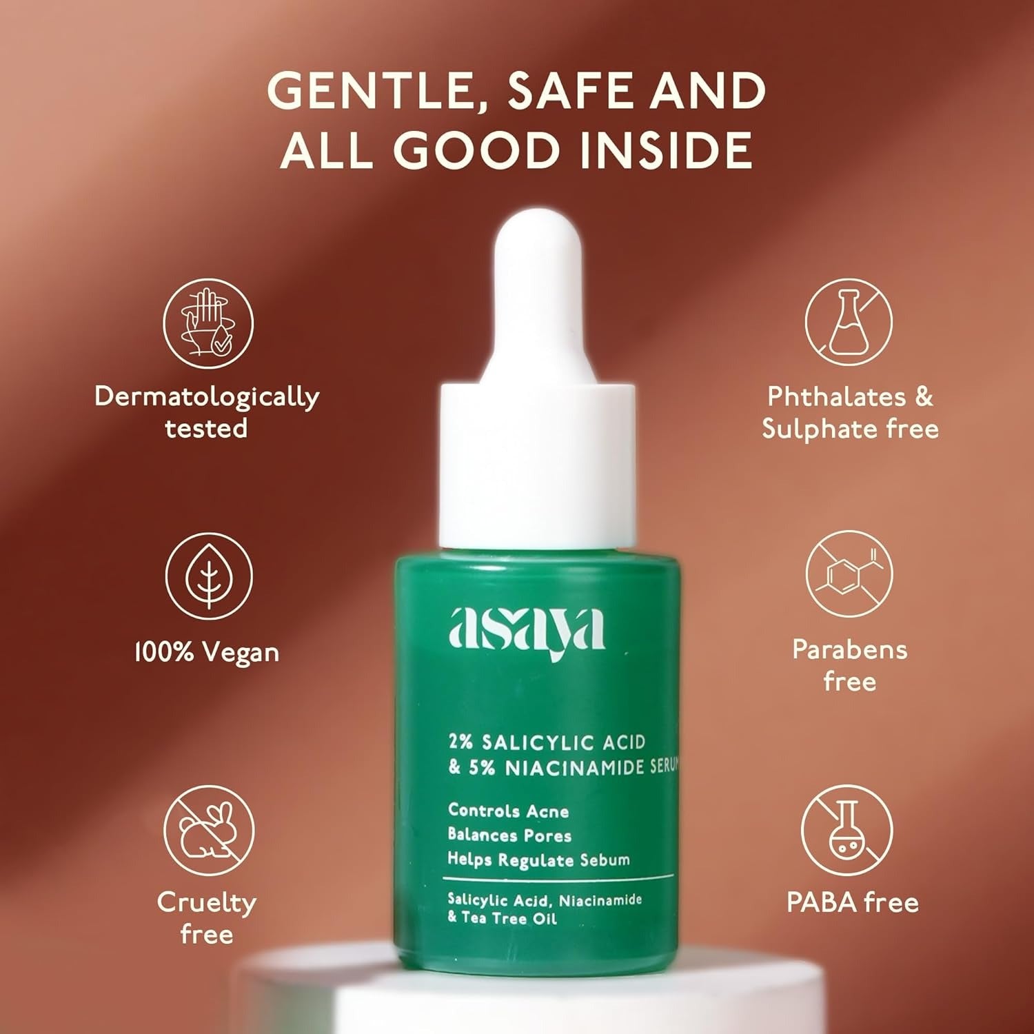 Asaya 2% Salicylic Acid And 5% Niacinamide & Tea Tree Oil Face Serum - 30 ml