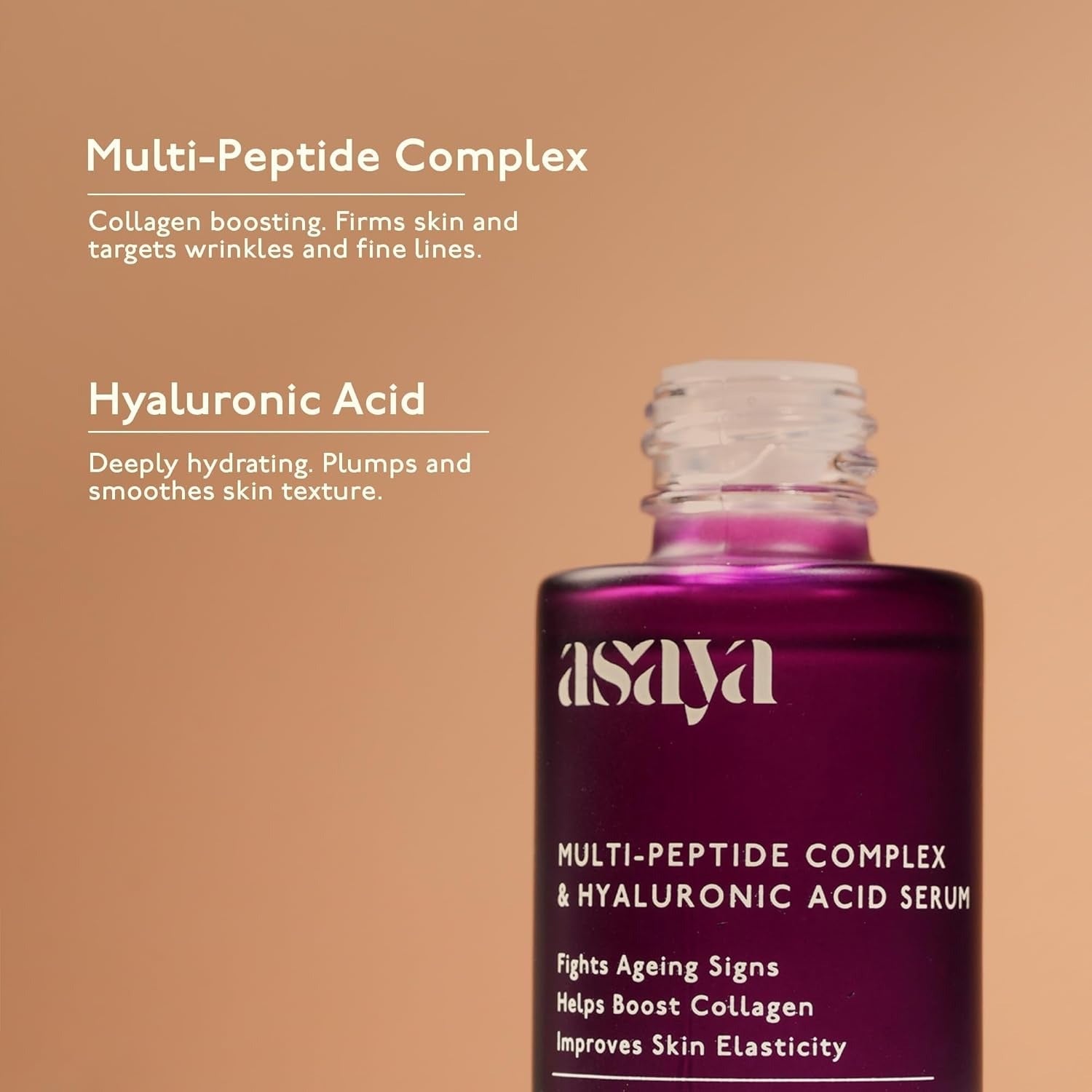 Asaya Multi Peptide Day/Night Face Serum with Hyaluronic Acid - 30 ml