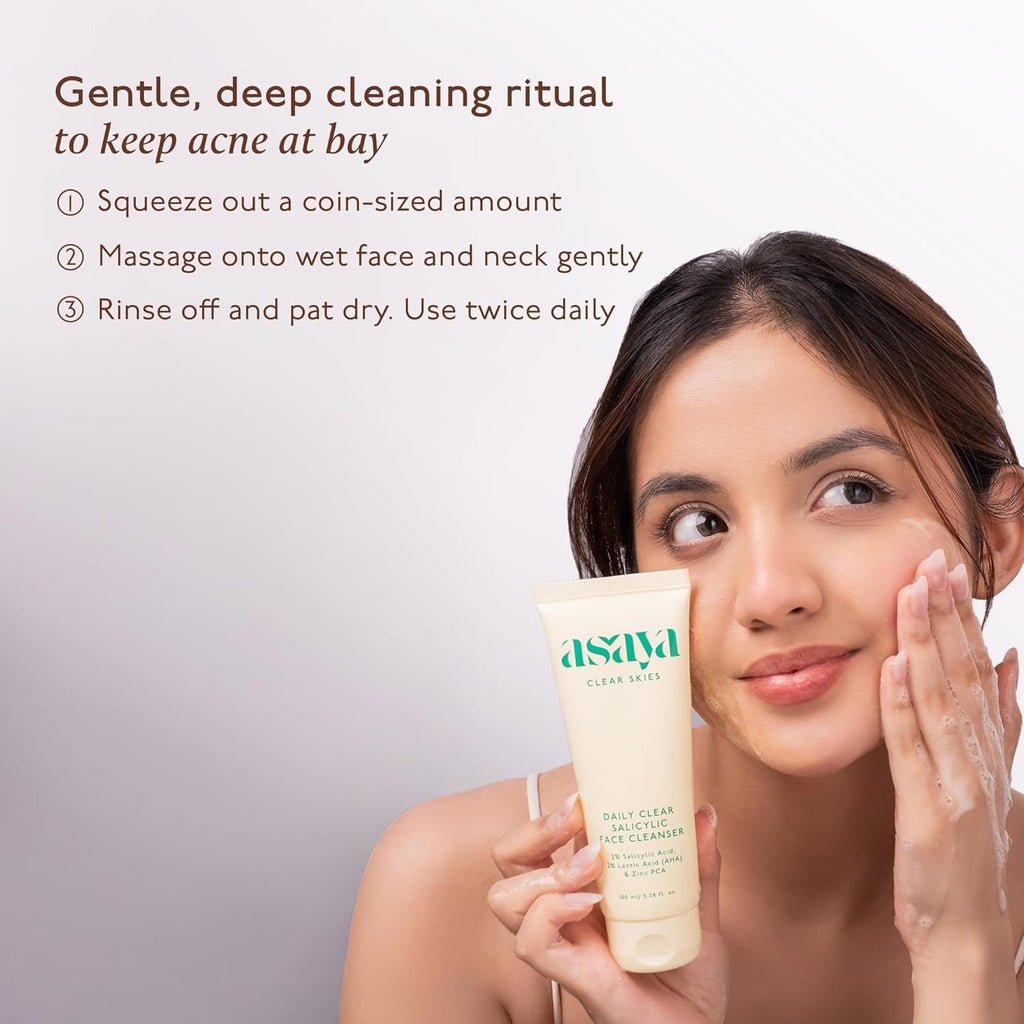 Asaya Daily Clear 2% Salicylic Acid Face Wash Cleanser - 100 ml