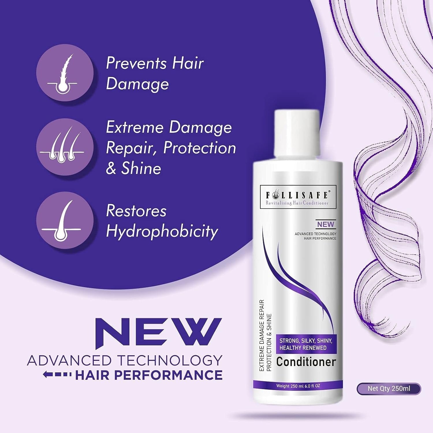 Follisafe Hair Conditioner For Dry and Frizzy Hair Extreme Damage Repair Protection And Shine - 250 ml