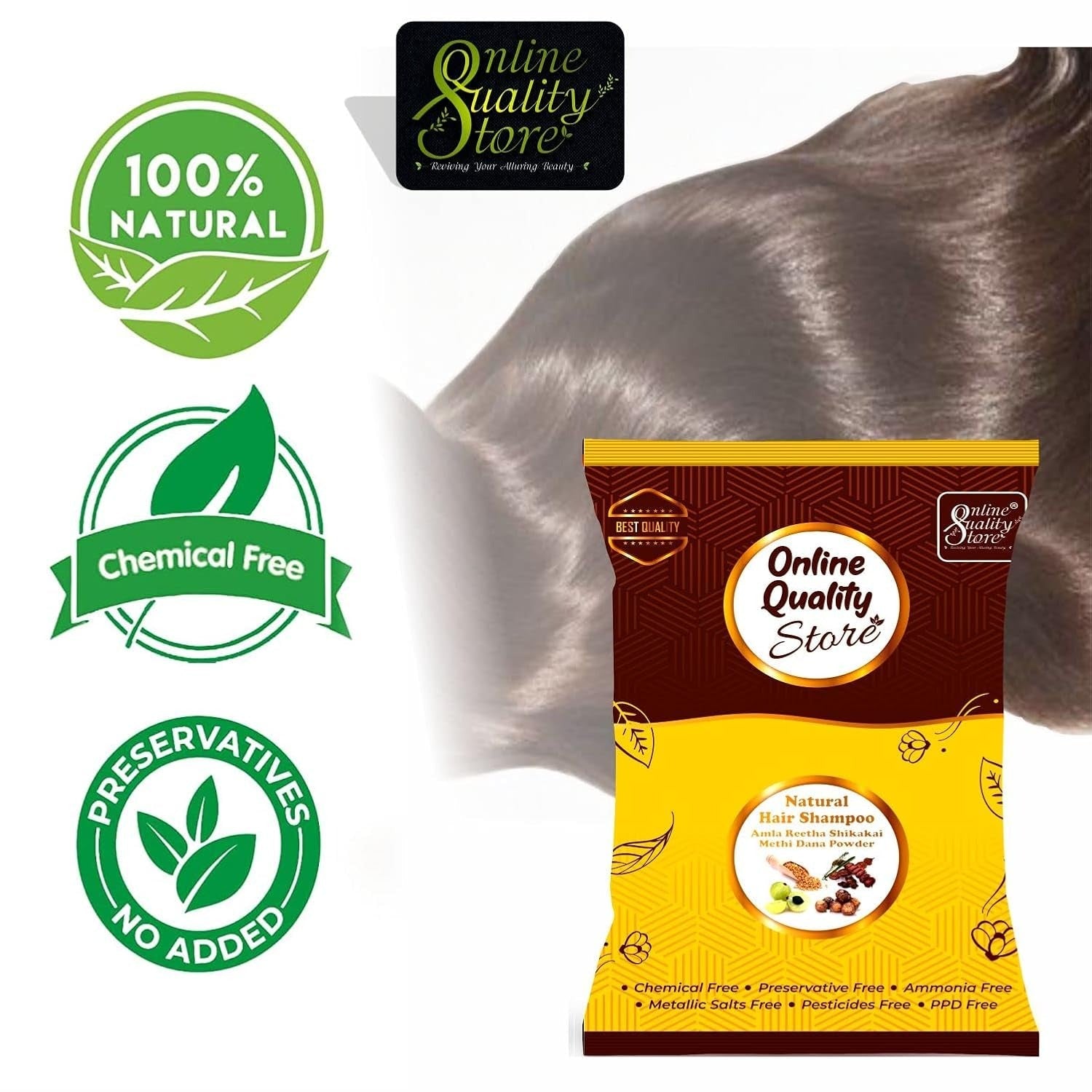 Online Quality Store Hair Shampoo with Amla, Reetha, Shikakai And Methi Dana - 200 Gms