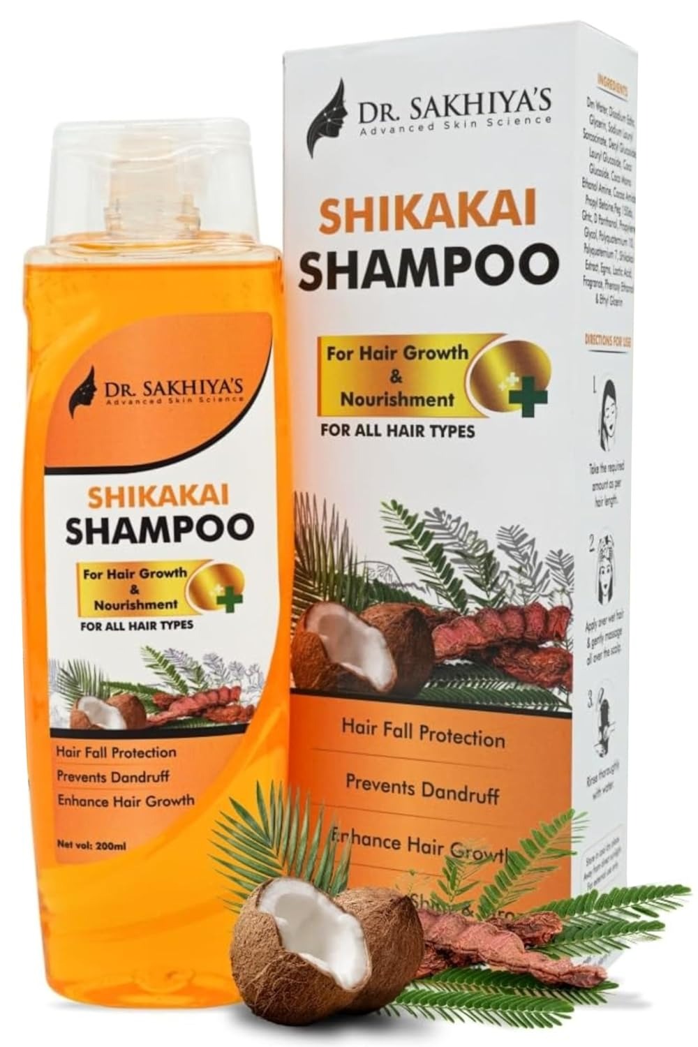 Dr. Sakhiya’s Shikakai Shampoo For Hair Growth & Nourishment - 200 ml