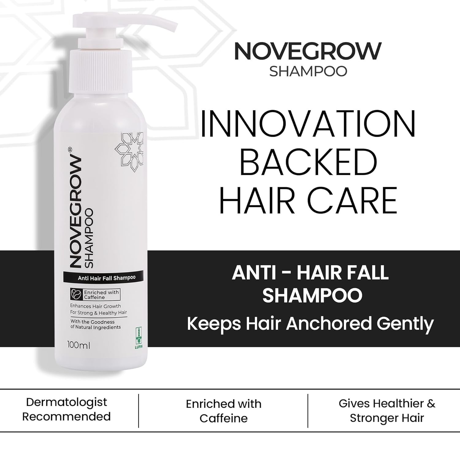 Novegrow Anti Hairfall Shampoo, Reduces Hair Loss, Frizz and Tangles, Boosts Hair Growth - 100 ml