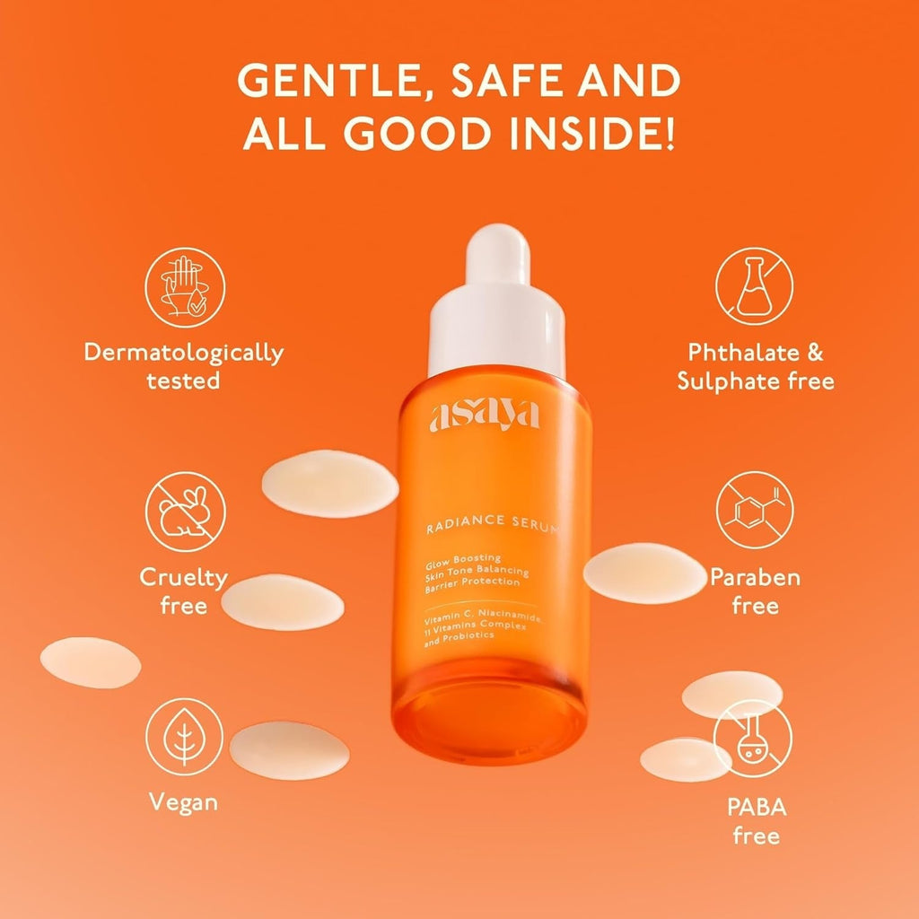 Asaya Radiance Face Serum Vitamin C,Niacinamide,11 Vitamins Complex And Probiotics - 30 ml