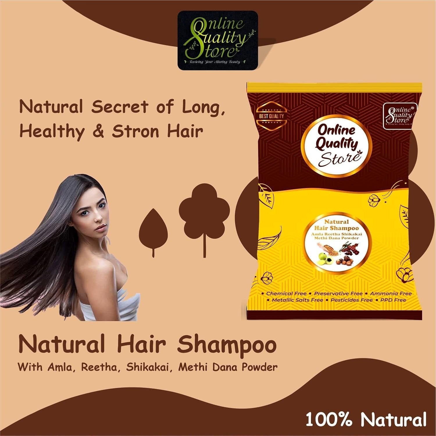 Online Quality Store Hair Shampoo with Amla, Reetha, Shikakai And Methi Dana - 200 Gms