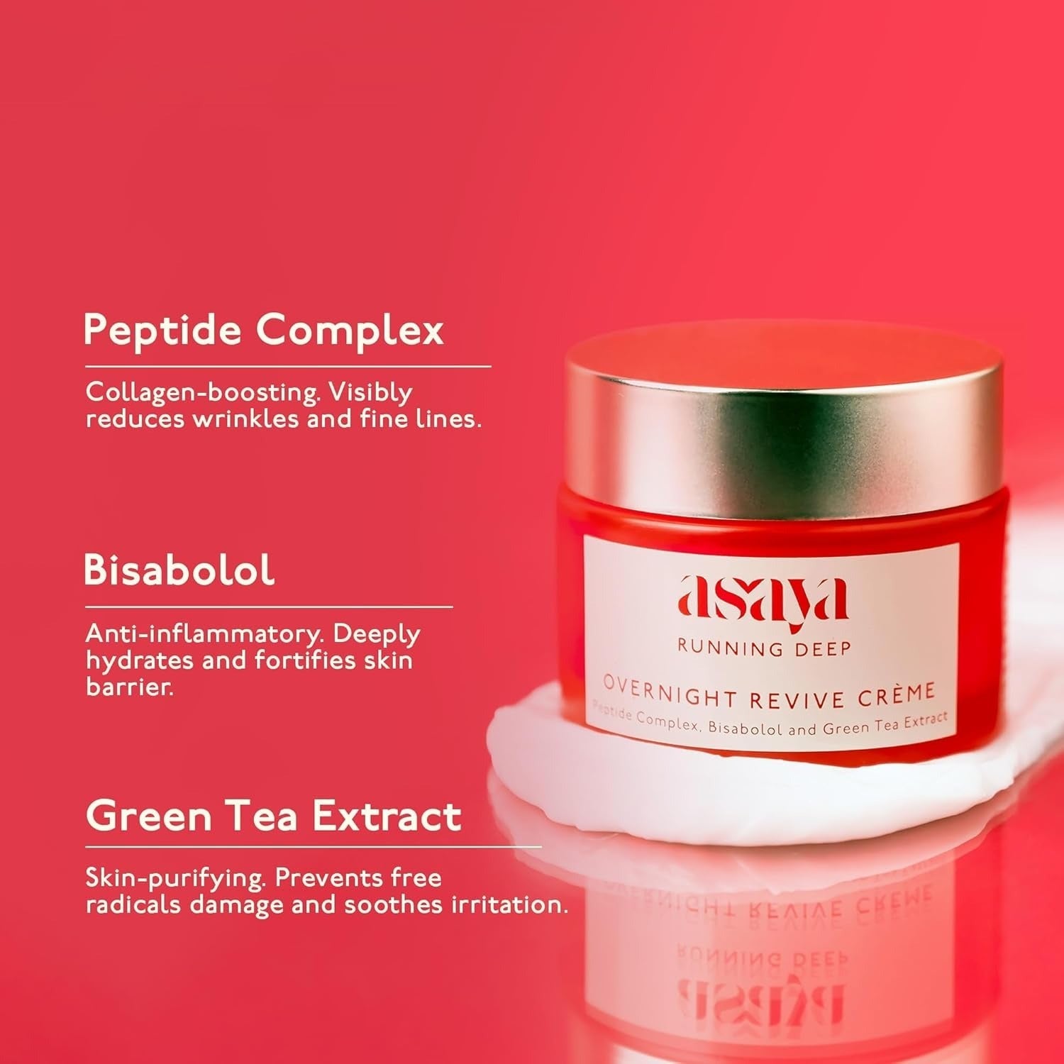 Asaya Running Deep Over Night Revive Cream With Peptides & Bisabolol - 50 ml