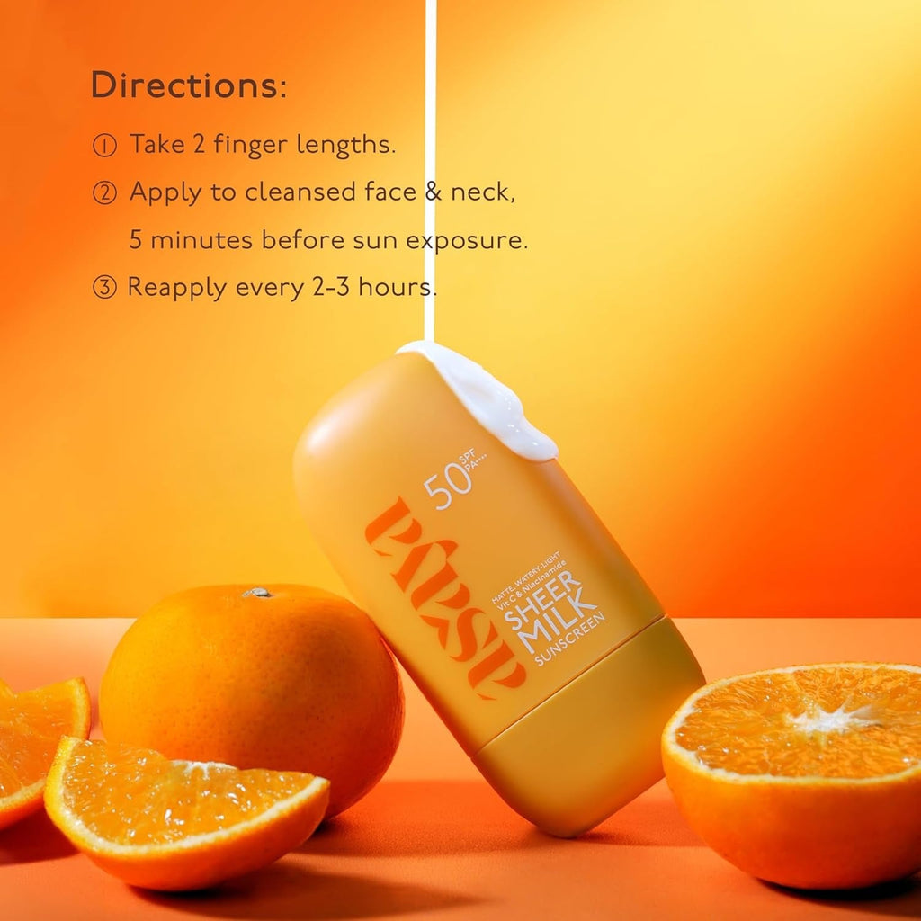 Asaya Sheer Milk Sunscreen SPF 50 PA++++ UVA + UVB with Vitamin C & Niacinamide - 50 ml