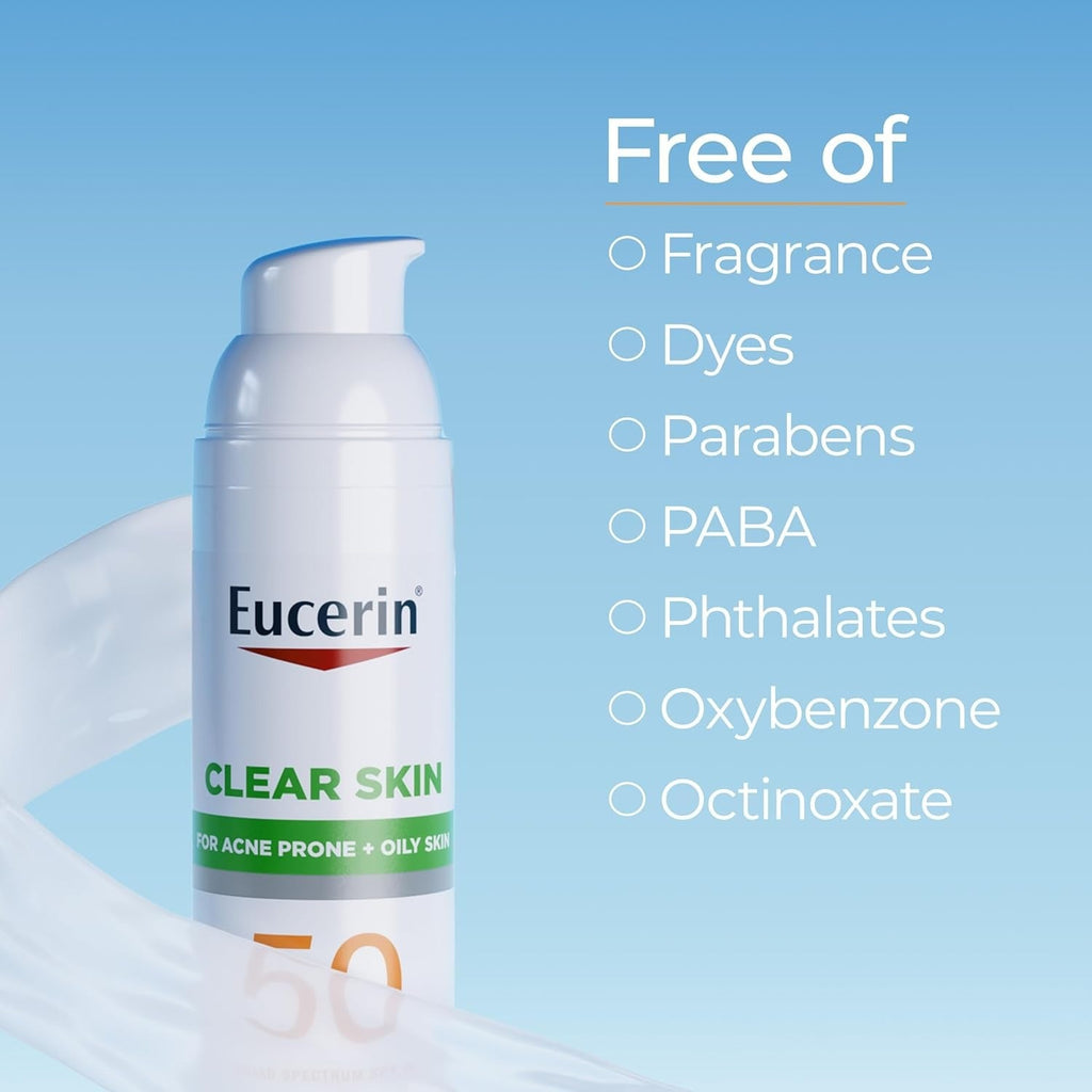 Eucerin Clear All Skin Sun Oil Control SPF 50 Face Sunscreen Lotion with Oil Absorbing Minerals - 75 ml