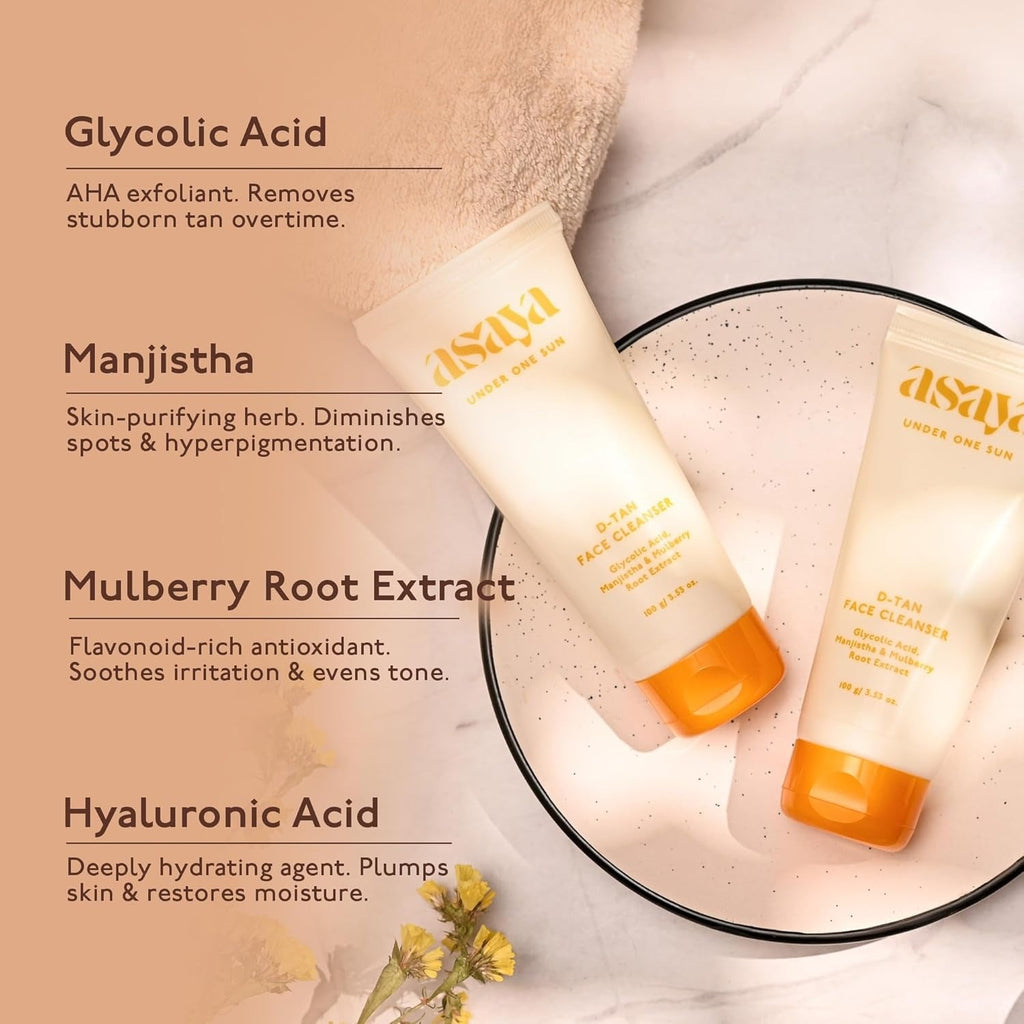 Asaya Detan Face Wash With Glycolic Acid, Berry Extract & Manjistha - 100 ml
